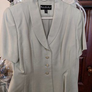 Mint 2 PC Silk Short Sleeved Skirt Suit